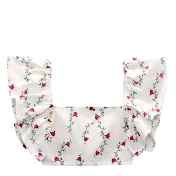 NEW Zara Crop top with Flutter Sleeves, Size M - Picture 13 of 16